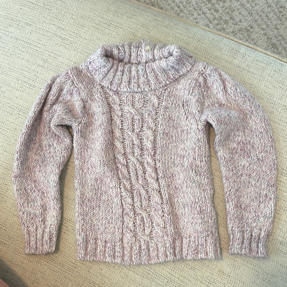 Janie and Jack Pink Cable Knit Sweater with Chunky Turtleneck